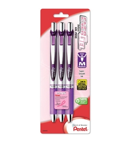 Pentel EnerGel Deluxe RTX Gel Ink Pens, 0.7 Millimeter Metal Tip, Violet Ink, 3-Pack (BL77BP3V)