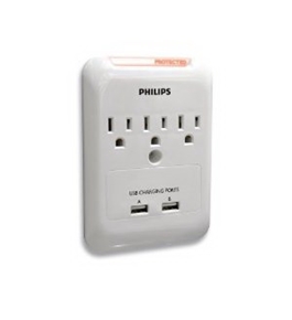 Philips SPP3038A/17 Home Electronics 3 Outlet Surge Protector for Apple/iPhone and iPad
