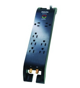 Philips SPP5074B/17 7-Outlet Home Theater Surge Protector (Black) [CD-ROM]