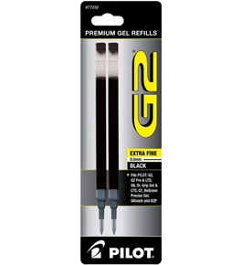 Pilot G2 Gel Ink Refill, 2-Pack for Rolling Ball Pens, Extra Fine Point, Black Ink (77232)