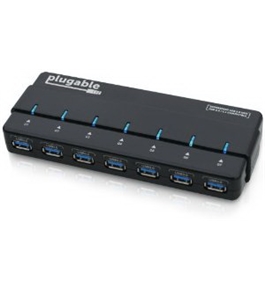 Plugable 7 Port USB 3.0 Hub with 4A Power Adapter (VIA VL812 Chipset and updated firmware v8581 with Linux, OS X, and Windows support and full USB 2.0 backwards compatibility)