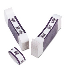 PMC55026 Color-Coded Kraft Currency Straps Dollar Bill, $50 Self-Adhesive