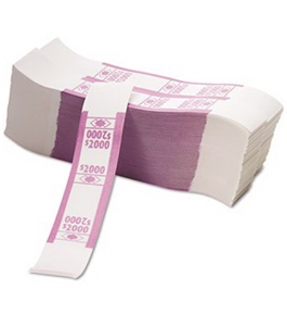 PMC55032 Color-Coded Kraft Currency Straps $20 Bill $2000, Self-Adhesive