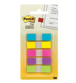 Post-it Flags with On-the-Go Dispenser, Assorted Bright Colors, 1/2-Inch Wide, 100/Dispenser, 1-Dispenser/Pack