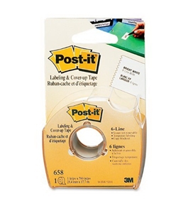 Post-it Labeling and Cover-Up Tape, 1 x 700 Inches, White (658)