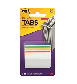 Post-it Tabs, 2-Inches, Angled Lined, 4 Assorted Primary Colors, 6-Tabs/Color, 24-Tabs/Pack