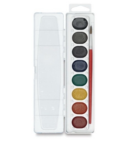 Prang Washable Watercolor Set, 8 Classic Colors with Brush, Assorted Colors (80525)