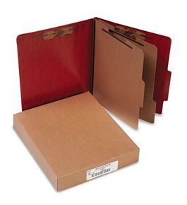 Presstex 20-Point Classification Folders, Letter, Six-Section, Red, 10