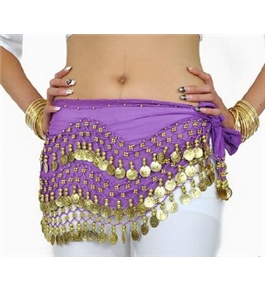 Purple Belly Dance Skirt With Gold Coins (Great Gift Idea)