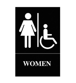 Quartet ADA Approved Women's Restroom Sign, Wheelchair Accessible Symbol with Tactile Graphics, Molded Plastic, 6 x 9 Inches, Gray (01415)