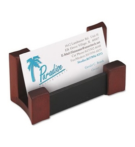 Rolodex Leather Business Card Holder, Wood and Faux (81766)
