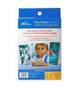 Royal Sovereign Heat Sealed Pouchboard Laminating Pouches White Back 4 Mil 4 3/8" X 6 1/2" Photo Size