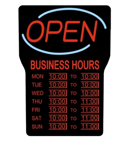 RSB-1342E LED Open Sign with Hours