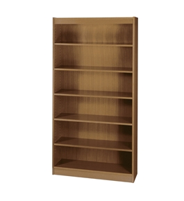 Safco 6-Shelf Reinforced Square-Edge Veneer Bookcase, Medium Oak [Kitchen]