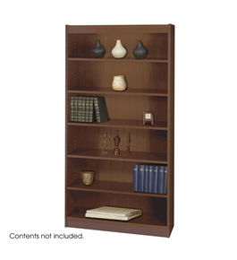 Safco 6-Shelf Reinforced Square-Edge Veneer Bookcase, Walnut [Kitchen]