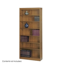 Safco 6-Shelf Square-Edge Veneer Bookcase, Medium Oak [Kitchen]
