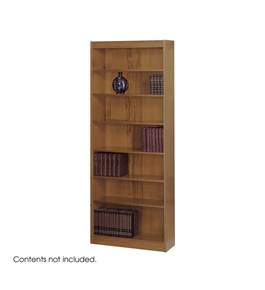 Safco 7-Shelf Reinforced Baby Veneer Bookcase, Medium Oak [Kitchen]