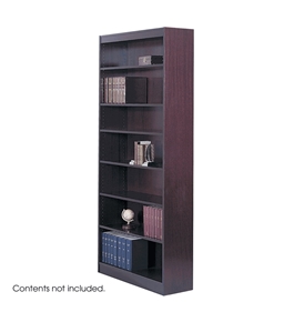 Safco 7-Shelf Reinforced Square-Edge Veneer Bookcase, Mahogany [Kitchen]