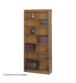 Safco 7-Shelf Reinforced Square-Edge Veneer Bookcase, Medium Oak [Kitchen]