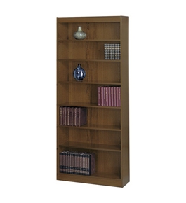 Safco 7-Shelf Square-Edge Veneer Bookcase, Walnut for Workplace/Home