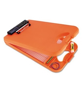 Saunders DeskMate II Plastic Storage Clipboard with Calculator, Letter Size 8.5 inch x 12 inch, Orange (00543)