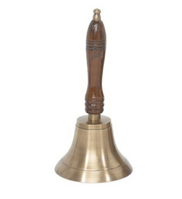 School Teachers Brass Plated Bell with Wooden Handle