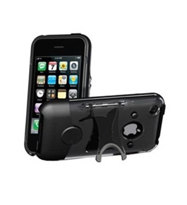 Scosche Co-Molded Kickback Case for iPhone 3G, 3G S (Clear,Black)