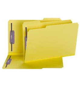 Smead Fastener Folders, SafeSHIELD Fasteners in Positions 1 and 3, 1/3-Cut Tab, 2-Inch Expansion, Legal Size, Yellow, 25 per Box (19939)