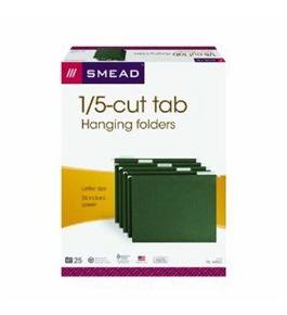 Smead Flex-i-Vision Hanging File Folders, Letter Size, 1/5 Cut Tab, Green, 25 per Box (64055)