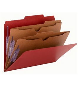 Smead Pressboard Folders, 2 Pocket Dividers, 6-Section, Letter Size, Bright Red, 10 per Box (14082)