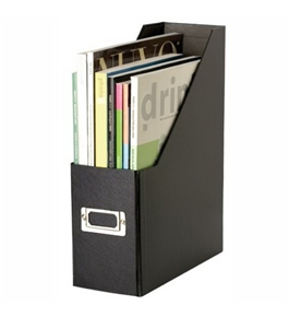 Snap-N-Store Jumbo Magazine File Box, Black Fiberboard with Content Label Holder