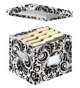 Snap-N-Store Letter Size File Box, 11 x 14 x 1 Inches, Black and White Scroll Design (SNS01836)