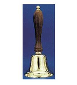Solid Brass Hand Bell, 8-1/2" High, Natural Wood Handle; no. AU-48102