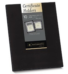 Southworth Black Certificate Holder, 9.5 x 12 inches, 105 lb., Linen Finish, 10 Count (PF18)