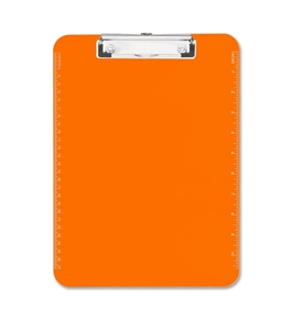 Sparco SPR01866 Transparent Plastic Clipboard, Flat Clip, 9"x12-1/2", Neon Orange
