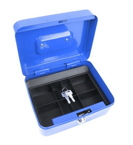 Stalwart 75-6580BLU Hawk 8-Inch Key Lock Blue Cash Box with Coin Tray