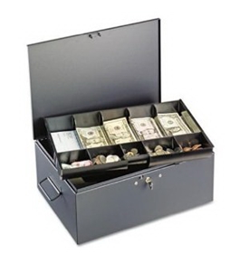 SteelMaster MMF 221F15TGRA Extra Large Cash Box with Handles, Disc Tumbler Lock, Gray