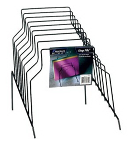Step File, 8 Sections, Wire, 10 1/8w x 12 1/8d x 11 7/8h, Black