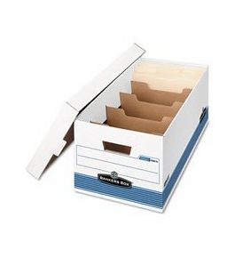 Stor/File DividerBox, Letter, 12 x 24 x 10, White/Blue, 12/Carton