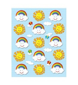 Sun & Rainbows Shape Stickers; 90 per Pack; Multi-Colored; no. CD-168024