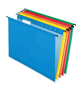 Sure Hook Hanging File Folder, Assorted ( Blue, Red, Yellow, Bright Green, Orange), Letter, 20 Folders Per Box, 6152 1/5 Asst