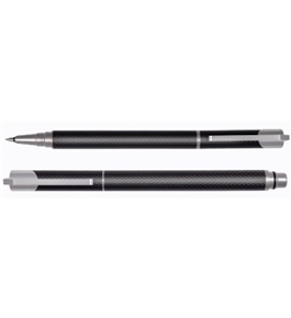 Tombow ZOOM 101 Carbon Fiber Rollerball Pen, Fine Point Black Ink, Refillable, Black/Silver Barrel (TOM-55055)