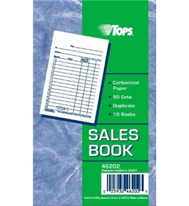 TOPS 46202 Duplicate Retail Sales Pad W/Carbon-Back Originals, 3-3/8 X 5, 50-Set Pad, 10/Pk