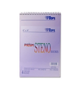 TOPS 80264 Prism 6x9 Gregg Ruled Steno Notebook, 80 Perforated Orchid Sheets/Book, 4/pack