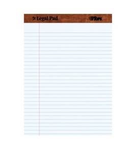 TOPS The Legal Pad Legal Pad, 8-1/2 x 11-3/4 Inches, Perforated, White, Legal/Wide Rule, 50 Sheets per Pad, 12 Pads per Pack (7533)