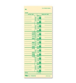 TOPS Time Cards, 3.5 x 9 Inch, Green Ink Front, Weekly Format, 100-Pack, Manila (12593)