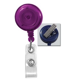 Translucent Purple Retractable Badge Reel With Swivel Spring Clip 2120-7623
