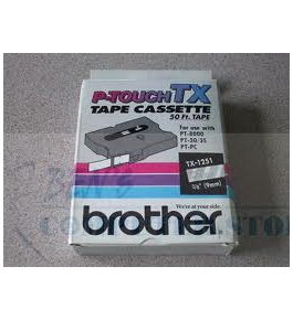 Brother TX1251 3/8 Inch White on Clear Tape