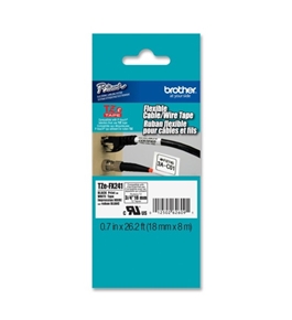 Brother TZFX241 3/4 In. Black On White Flexible P-touch Tape, TZ-FX241