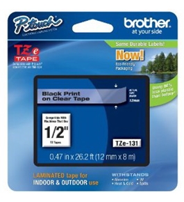 Brother TZe131 Black on Clear 1/2 Inch Labeling Tape